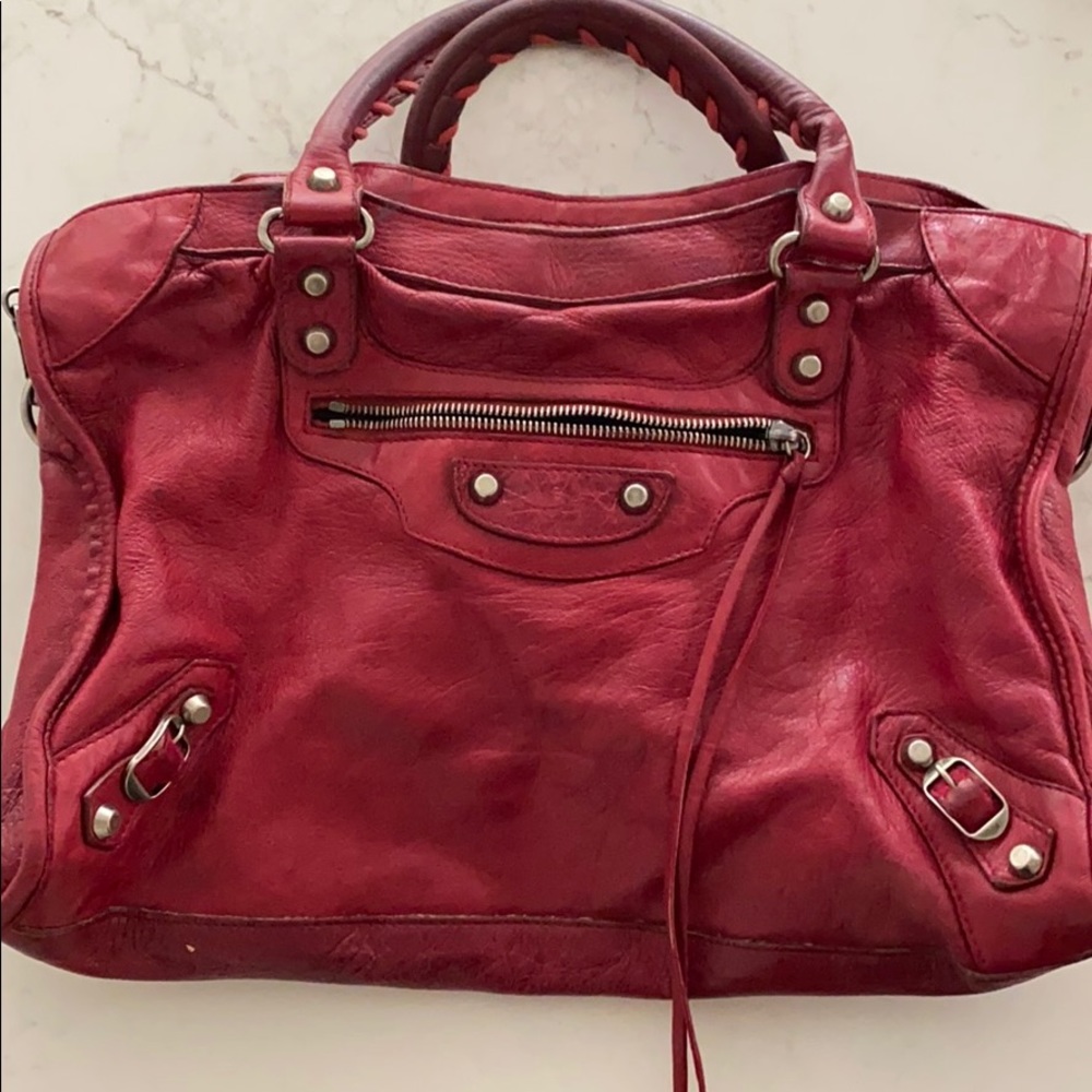 Balenciaga neoclassic small handbag in red
